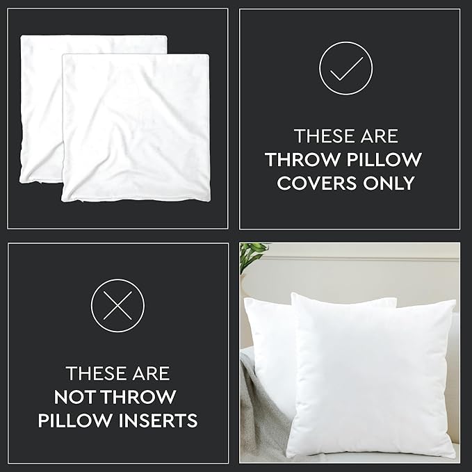 Encasa XO Velvet Throw Pillow Covers 22x22 in (55x55 cm) - Orange - No Inserts, Pack of 2 Cases | Solid Plain Dyed Soft & Smooth, Square Decorative Cushion Covers for Living & Bedroom