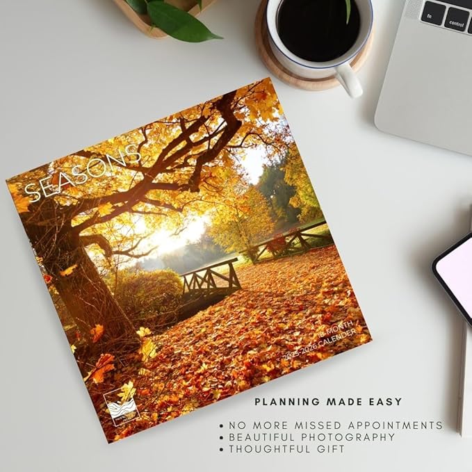 2026 Seasons Wall Calendar | 12" x 24" Open | Giftable Nature Calendar 2026 | Thick & Sturdy Paper for Organizing & Planning | Pacific Waters Press (Seasons)