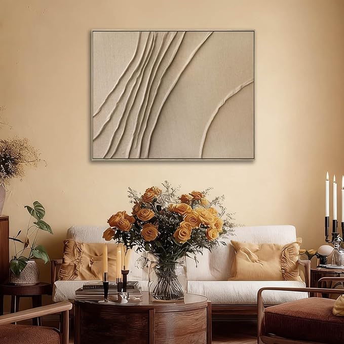 LEVERUP Abstract Painting Posters Art Brown Wall Artwork Minimalist Wall Decor for Dining Room Bedroom Office 32×40 Inchs Office Decorations Wall