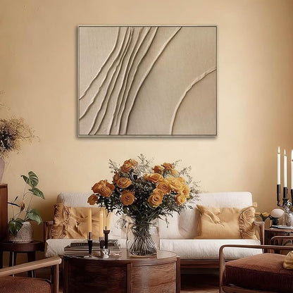 LEVERUP Abstract Painting Posters Art Brown Wall Artwork Minimalist Wall Decor for Dining Room Bedroom Office 32×40 Inchs Office Decorations Wall