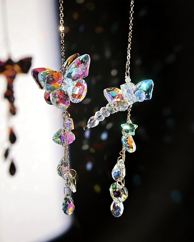 Crystal Butterfly Suncatcher Indoor Hanging for Windows Prism Sunlight Rainbow Maker Sun Catchers Sparkling Decor