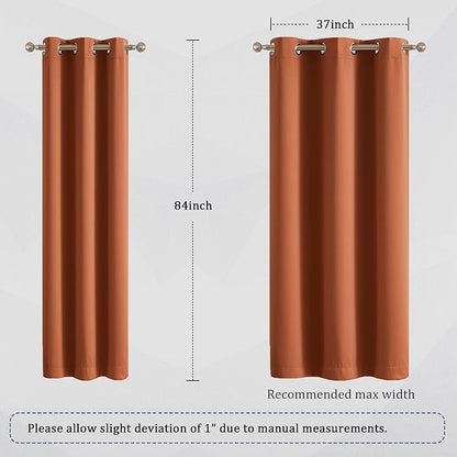 DUALIFE Blackout Curtains 84 Inch Length Thermal Insulated Dark Orange Room Darkening Bedroom Curtains -Burnt Orange Ochre, Set of 2 Curtain Panels, 42 by 84, Grommet