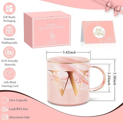 Valentines Day Gifts for Her, Anniversary Birthday Galentines Gifts for Women Mom Grandma Friend Sister Wife Teacher Coworker, Personalized Initial Customized Gift Monogrammed A-Z Coffee Mug 12 OZ(W)