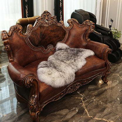 WL&ALLEN Large Sheepskin Rug Genuine Thick and Lush 3 Inch Pile，Luxury Australian Pelts |Large Sheepskin Wool Area Rugs (Single Pelt 2'6" x 3'7",Grey Tip)