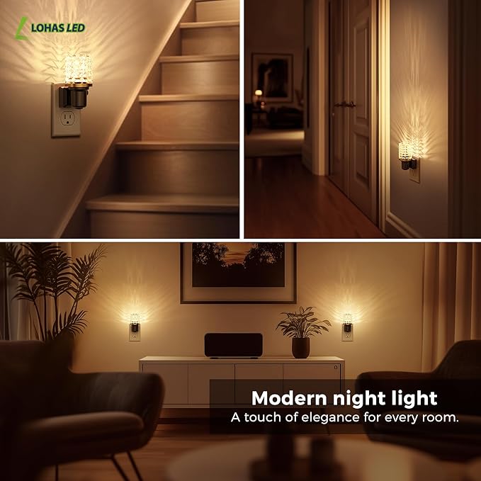 L LOHAS LED Night Light, Dimmable Night Lights Plug into Wall, Automatic Night Lights Plug in with Auto Light Sensor, 0-100LM Adjustable Brightness LED Night Light, for Bedroom Hallway Home Decor