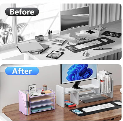 gianotter 4-Tier Paper Organizer With Magazine Holder, Desk Organizers and Accessories, File Organizer for Office Supplies Storag (Purple)