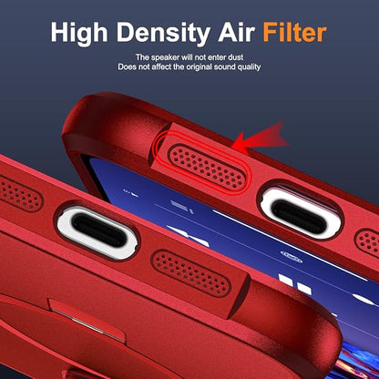 Compatible with iPhone 15 Pro Case with Invisible Magnetic O-Ring Stand Military-Grade Case for iPhone 15 Pro 6.1" [Compatible with Mag-Safe][Great Grip Feeling], Red