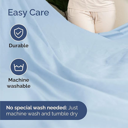 Queen Size 4 Piece Sheet Set - Comfy Breathable & Cooling Bed Sheets Set - Hotel Luxury Bedding for Women, Men, Kids, Teens, Boys & Girls - Deep Pockets, Soft and Wrinkle Free - Oeko-Tex - Light Blue