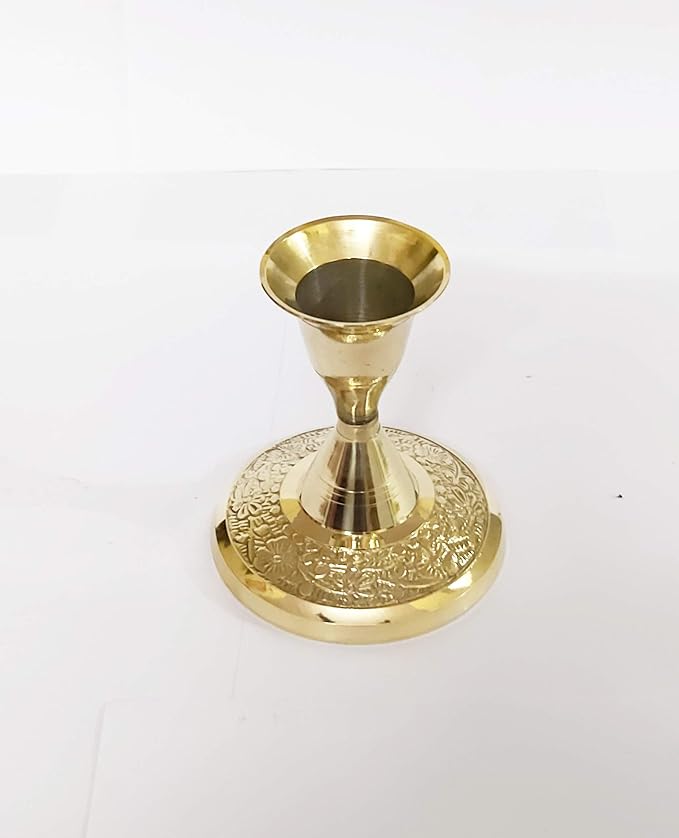 Brass Candle Stand Living Room Candlestick Holder for Table Candle Holders Candle Holder Stand Metal Pillar Wedding Gift Centerpiece Candle Holders (3.2 inches)