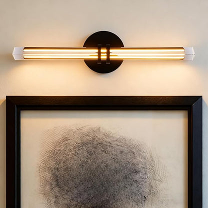 Modern Black Crystal Picture Light for Wall Hardwired, 18 Inch Dimmable Painting Lights for Wall Art, Vanity, Over Mirror, Paintings, Living Room, Picture Frame (Includes Bulb)