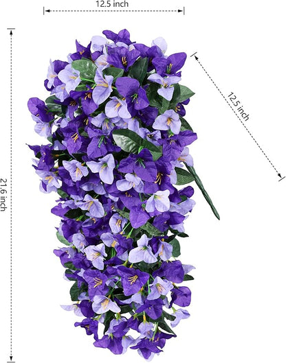 Faux Bougainvillea Artificial Flowers Plants for Outdoor Outside Spring Decoration, 2pcs Fake Silk Long Trailing Vines UV Resistant Realistic for Front Door Porch Planter Urn Patio Balcony Yard, Mix