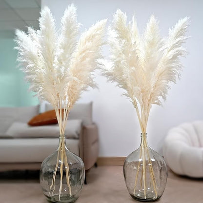 10pcs 46'' White Pampas Grass Tall Decor - Pompas Floral, Tall Pampas Grass for Floor Vases, Living Room Floor, Floor Plants, Plumas para, and Grass Wall Decor