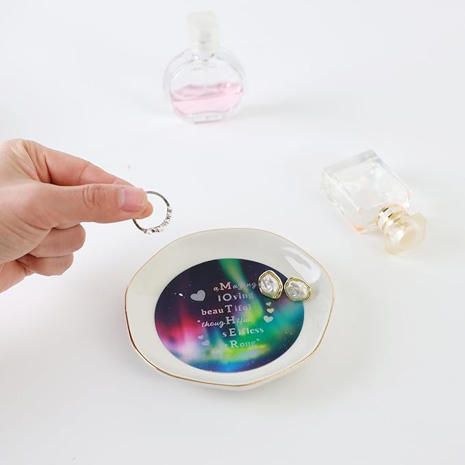 HOME SMILE Jewelry Ring Dish Tray with Dynamic Pattern Shifts for Mom,Unique Mother's Day Gifts,I Love You Mom