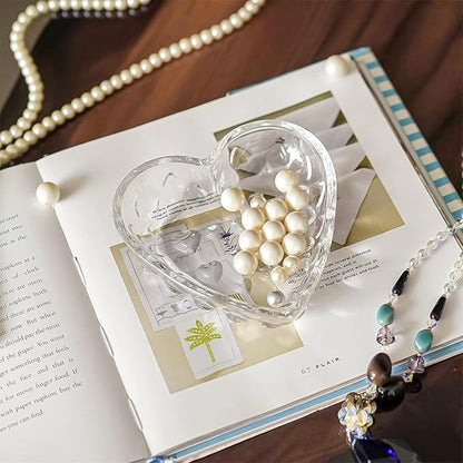 H&D HYALINE & DORA 5.1'' Crystal Jewelry Tray for Women, Heart Shaped Jewelry Plate Ring Dish, Clear Trinket Dish for Jewelry, Ring Dish for Birthday Friends Daily Family