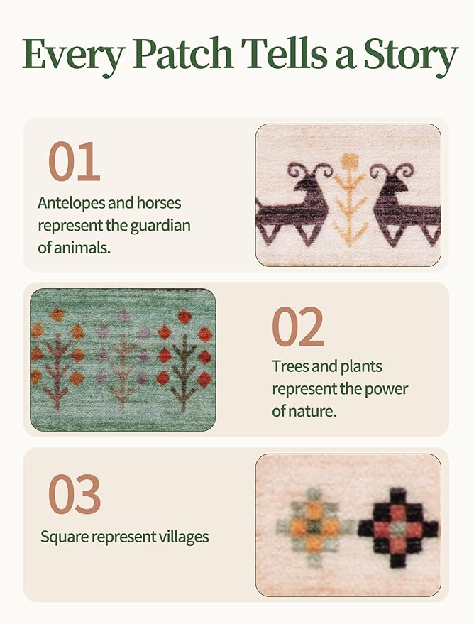 Tangsoo 2x3 Small Rugs for Entryway,Washable Vintage Entry Rug Non Slip, Soft Low Pile Throw Rugs Tribal Front Indoor Rug Small Carpet for Entrance Bedroom Kitchen Laundry Bedside (Green Beige)