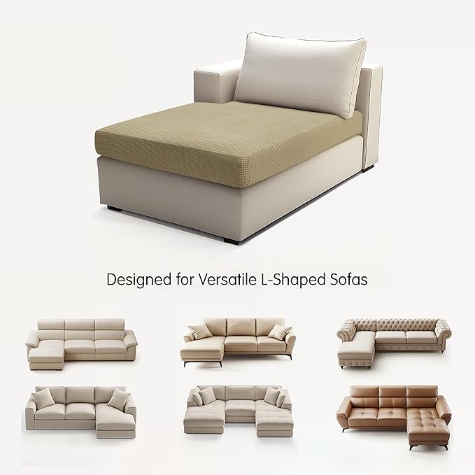 Hokway Stretch Chaise Cover Individual Couch Cushion Slipcovers Reversible Cushion Protector Slipcovers Sofa Cushion Protector Covers (Chaise Cover, Sand)