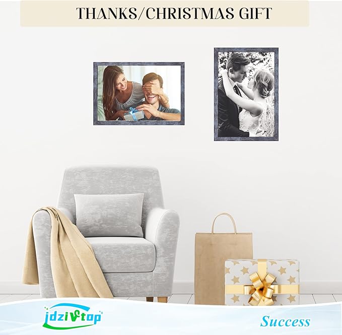 22x30 Frame Rustic Blue, 30x22 Picture Poster Frame, Horizontal Vertical Hanging, 22 by 30 Wall Gallery Family Concert Portrait Photo Frame Anniversary/Birthday/Wedding/Thank you/Christmas Gift
