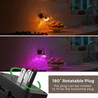 L LOHAS LED Night Lights Plug into Wall,10-Color Changing RGB Floral Night Lights, Dusk to Dawn,3 Brightness Levels,Rotatable Plug in Nightlight for Bedroom, Nursery, Hallway, Gift