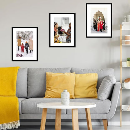 19x25 Picture Frame with 16x22 Mat Set of 2, Display Photo 16x22 with Mat or 19 x 25 Without Mat, Wall Hanging Large 19 by 25 Poster Frame with Plexiglass, 2 Pack, Black