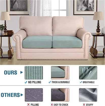 H.VERSAILTEX High Stretch Couch Cushion Covers,Chair Sofa Seat Slipcovers Couch Cushion Cover Stretch Furniture Protector for Kids, Pets(2 Packs Cushion Loveseat Covers, Sage)