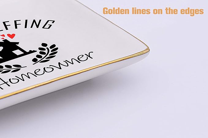 Mother Effing Homeowner Gift– Housewarming Gifts for Women-Unique First Time House Owner Present Ideas - New Home Owner Present–Ceramic Jewelry Holder Ring Dish Trinket Tray