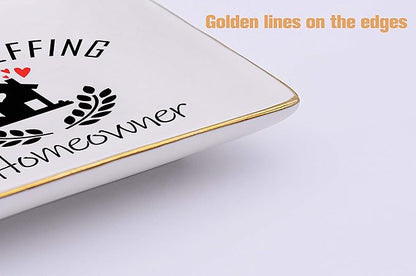 Mother Effing Homeowner Gift– Housewarming Gifts for Women-Unique First Time House Owner Present Ideas - New Home Owner Present–Ceramic Jewelry Holder Ring Dish Trinket Tray
