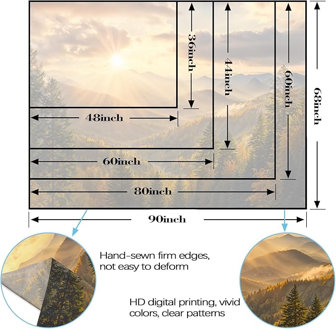 kampdream Landscape Tapestry, Scenery Art Wall Tapestries, Nature Wall Decor for Bedroom Living Room Backdrop Warm Sunset Mountain 44×60 inches