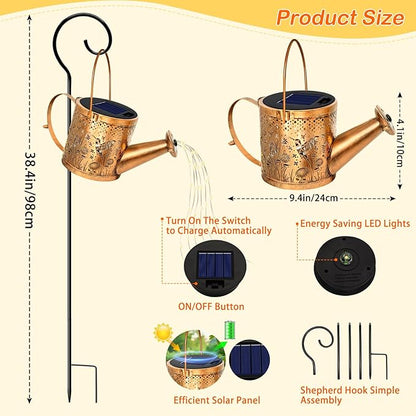 Solar Watering Can Lights, Hummingbird Decorative Hanging Lantern Solar Lights Outdoor Waterproof, Gifts for Mom Women Grandma Birthday, Retro Metal Garden Decor for Outside Yard Patio Lawn Porch