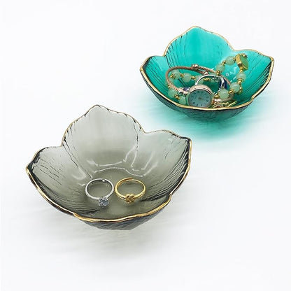 Small Ring Dish, Flower Jewelry Dish Tray, Vanity Glass Jewelry Tray, Room Nightstand Decor Jewelry Bowl, Wedding Engagement Ring Holder for Women, Bathroom Ring Bowl Trinket Dish, Gift