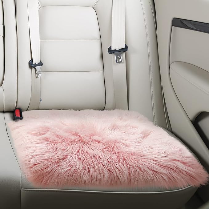 Softlife Pink Faux Fur Sheepskin Chair Cover Seat Cushion Pad Super Soft Area Rugs for Living Bedroom Sofa Dorm (1.6ft x 1.6ft)