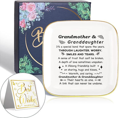 Grandma Jewelry Dish Ring Tray Plate,Unique Grandma Birthday Christmas Meaningful Gifts for Grandma from Grandchild - It’s A Special Bond