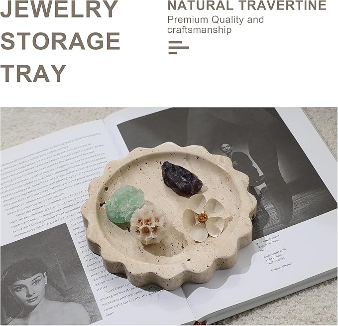 Marble Jewelry Tray, Catchall Bowl for Rings & Keys - Vanity Organizer with Natural Stone Design, Home Deco, yuanxinghuabiantuopan