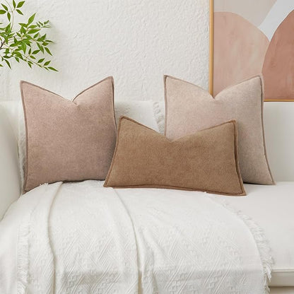 Kevin Textile Waterproof Decorative Pillow Covers Camel 22x22 Inch Pack of 2 Soft Boucle Textured Euro Pillowcases Elegant Accent Pillows for Couch Sofa Chair Bed Home Decor Indoor Outdoor