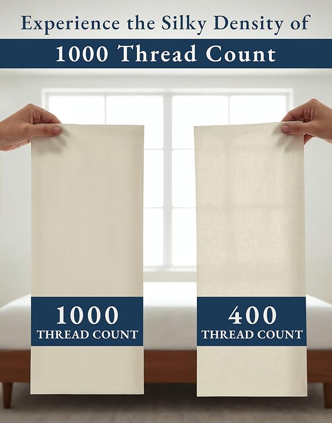 LANE LINEN 100% Egyptian Cotton Bed Sheets Twin XL - 1000 Thread Count, Long Staple Soft & Comfy Sateen Weave No Pill Fade Resistant Machine wash Extra Long Twin Sheets for Hospital Bed -Ivory