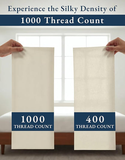 LANE LINEN 100% Egyptian Cotton Bed Sheets Twin XL - 1000 Thread Count, Long Staple Soft & Comfy Sateen Weave No Pill Fade Resistant Machine wash Extra Long Twin Sheets for Hospital Bed -Ivory