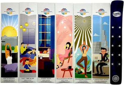 Incense Sticks Variety Pack #-120 Insence-Sticks (6 Incents x 20 Insense) + Incense Stick Holder Bundle with 6 Themed Fragrances (Balanced Living)
