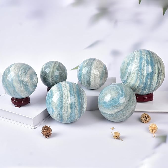 JIC Gem Natural Healing Crystal Sphere Ball Trolleite Crystal Decorative Ball Chakra Meditation Fengshui (80-90mm)