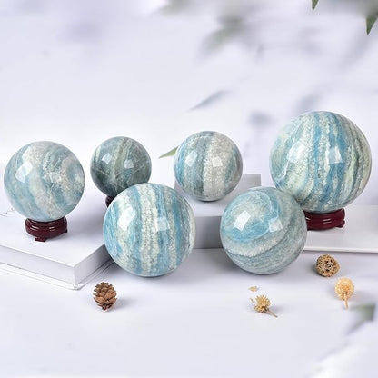 JIC Gem Natural Healing Crystal Sphere Ball Trolleite Crystal Decorative Ball Chakra Meditation Fengshui (80-90mm)