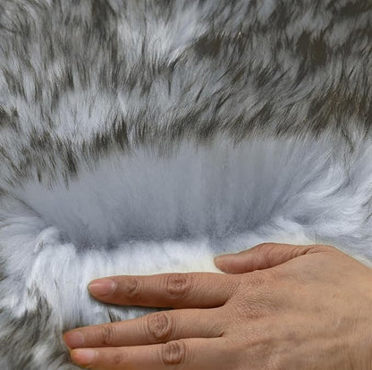 Genuine Sheepskin Rug New Zealand Fluffy Lambskin Rug, Natural Luxury Sheepskin Throw for Bedroom Living Room Children's Room - Premium Area Rug Chair Cover (2×3 Feet, Grey Tip)