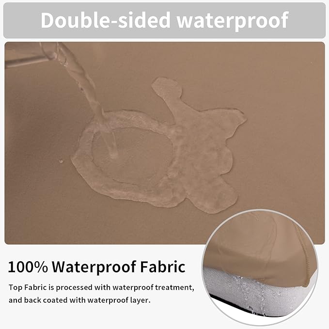 Easy-Going 100% Waterproof Sofa Seat Cushion Slipcovers Couch Cushion Cover Stretch Furniture Protector for Kids, Pets (Sofa Cushion, Camel)