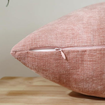 Jeneoo Blush Pink Decorative Throw Pillow Covers Soft Chenille Comfy Square Couch Cushion Cases for Living Room Sofa Decor (Set of 2, 20 x 20 Inches)