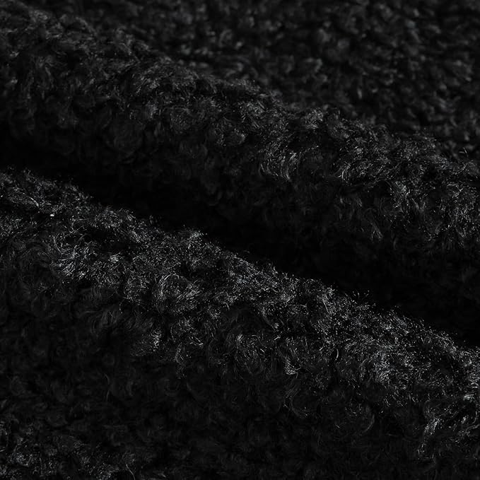 Yaertun Pack of 2 Faux Fur Throw Pillow Covers Decorative Sherpa Boucle Pillow Covers Fuzzy Soft Pillowcases Sheepskin Fleece Cushion Case for Couch Sofa Bed Living Room 12x20 Inch Black