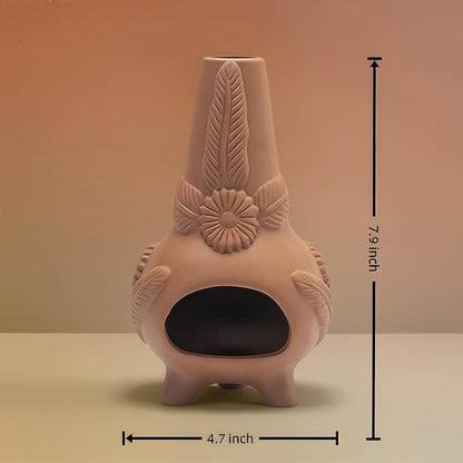 Handmade Terracotta Palo Santo Holder Burner & Sage Holde - Mexican Style Mini Tabletop Chiminea Tray with Ash Catcher, Decorative Incense Holder for Spiritual Meditation & Yoga