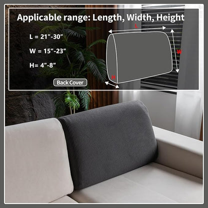 Sectional Couch Covers, Wear Resistant Stretch Sofa Covers Washable Soft Couch Cushion Covers Anti Slip Furniture Protector Sofa Slipcovers for Pets (1 Piece Back Couch Cover, Dark Gray)