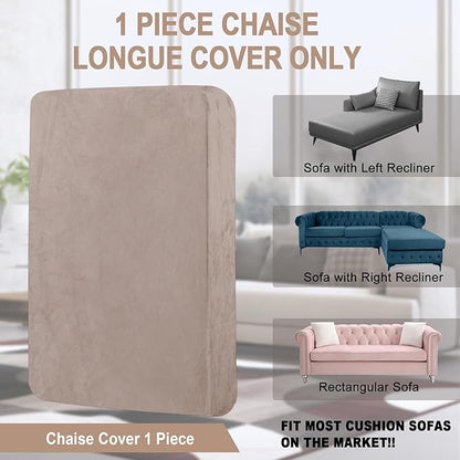Couch Cover 1 Piece Chaise Lounge Cover Velvet Sectional Couch Cushion Covers Separate L Shape Sofa Slipcovers Furniture Protector for Dogs Pets (Chaise or Sofa 3-Seater, Tan)