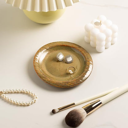 Ring Dish Holder, Jewelry Dishes for Women, Ceramic Trinket Dish Tray, Cute Key Bowl, Decorative Jewelry Plate, Gift for Friends Sister Mom Daughter (brown)
