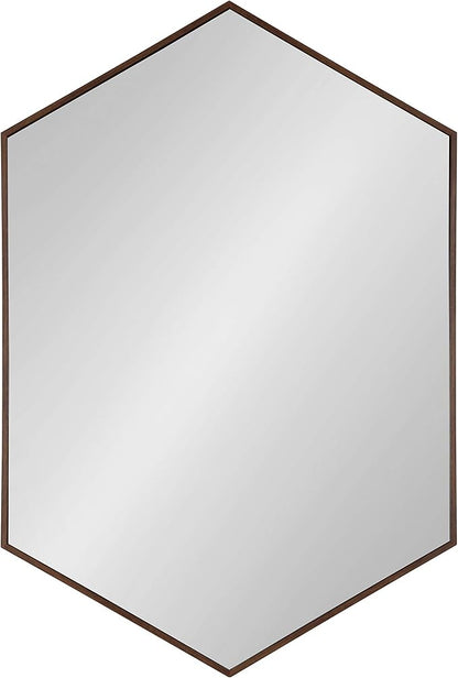 Kate and Laurel Rhodes Hexagon Wall Mirror, 24.75 x 36.75-Inches, Walnut Brown