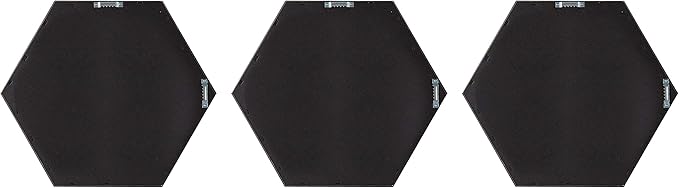 Kate and Laurel Rhodes Modern Hexagon Wall Mirror Set, 3 Pieces Black, Chic Geometric Mirror for Wall