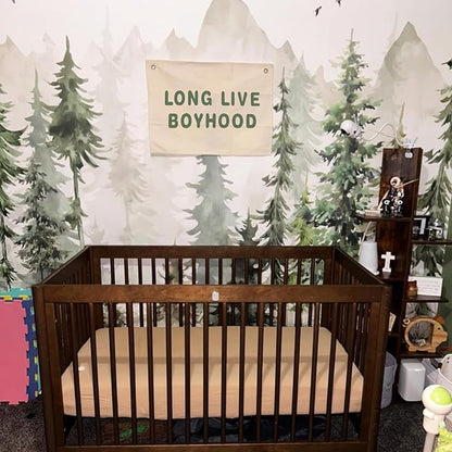 Canvas Banner Hanging Flag Banner for Nursery and Playroom Wall Décor for Kids Trendy Room Décor for Boys and Girls (Boyhood-olive)