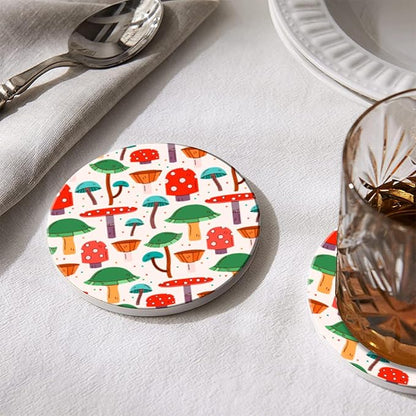 Coasters Set of 6 Ceramic Drink Coaster with Cork Base Modern Style Coasters for Mugs and Cups Office Kitchen 4 in